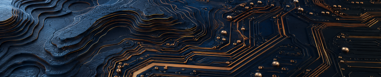 Layered topographic terrain merging with interconnected digital pathways, representing student data governance, system mapping, and FERPA readiness.